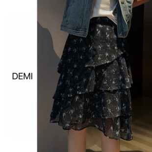 新款 春季 不规则碎花半身裙小众韩系甜美裙子F1800 RUILI定制 MISS