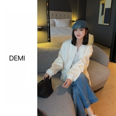 MISS RUILI定制 早春新款纯色基础立领百搭棒球服休闲短外套F1731