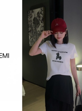 MISS RUILI定制  春季新款韩版时尚简约休闲圆领小马印花T恤F1750