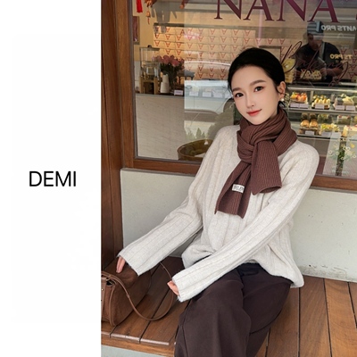 MISS RUILI 定制 秋冬新款休闲百搭套头圆领针织毛衣F1298