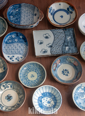 ⭐日本制 陶瓷盘 青花 手绘 复古风 陶瓷碗 日式 碗 盘