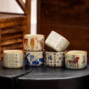 汝窑前出师表扳指杯主人杯男士高端单杯开片可养精致高档喝水茶杯