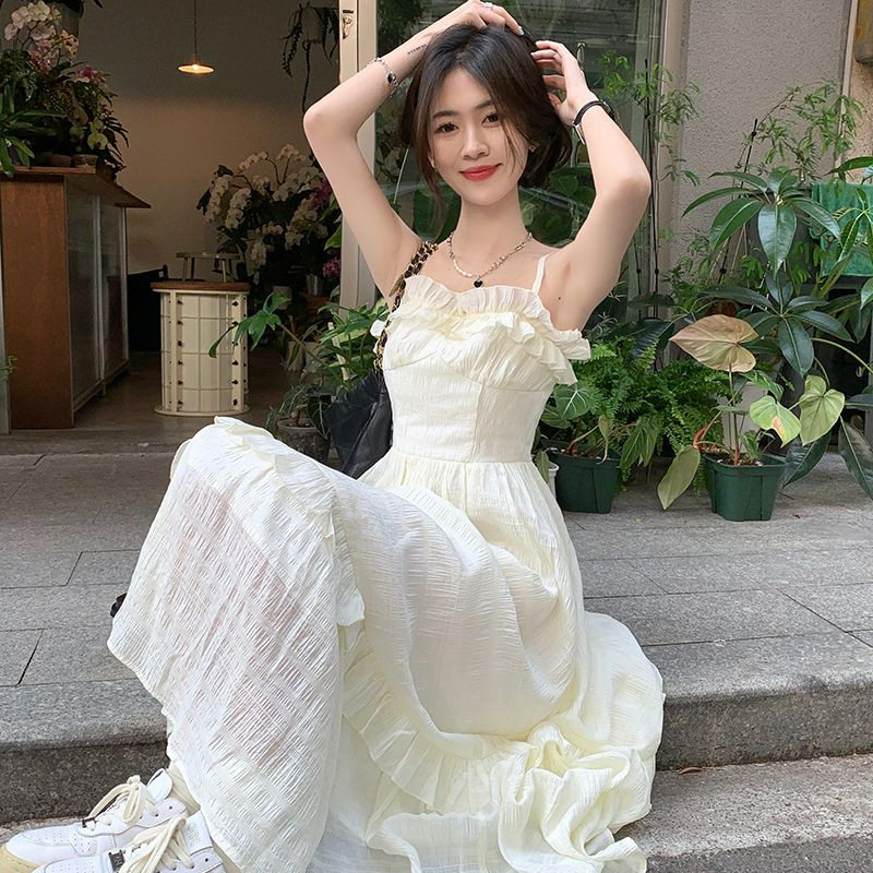 木耳边吊带连衣裙女夏季2