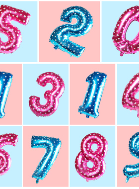 32寸铝膜0~9数字气球粉色蓝色生日周岁派对装饰装扮求婚婚礼婚房
