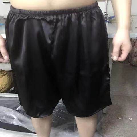 夏季男短裤真丝100%桑蚕丝休闲肥胖家居裤大号沙滩五分裤丝绸睡裤