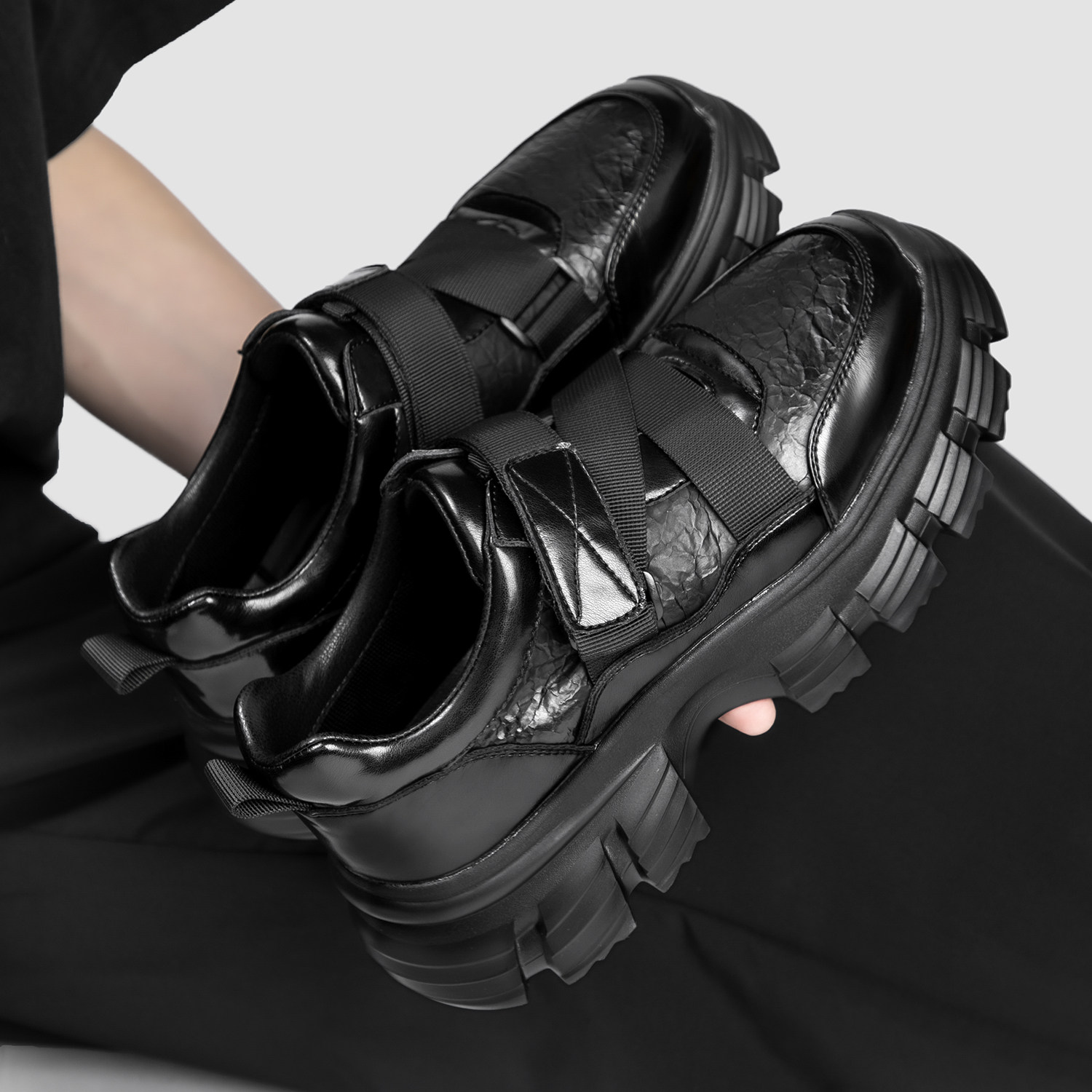 「影茧」增高厚底休闲皮鞋男德比圆头潮流真皮夜店老钱风大头鞋