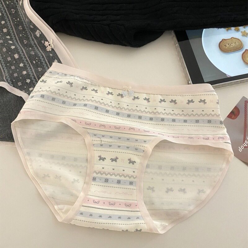 费尔岛小马文艺复古少女内裤10A级抑菌亲肤纯棉提花女生三角裤图片