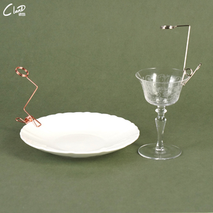 创意酒吧特调火焰玫瑰鸡尾酒装饰夹子高脚玻璃杯夹网红分子料理夹