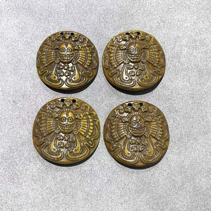 保真驼骨雕刻喜主阿呆尸陀林吊坠文玩手串佛珠念珠侧挂吊坠平安扣