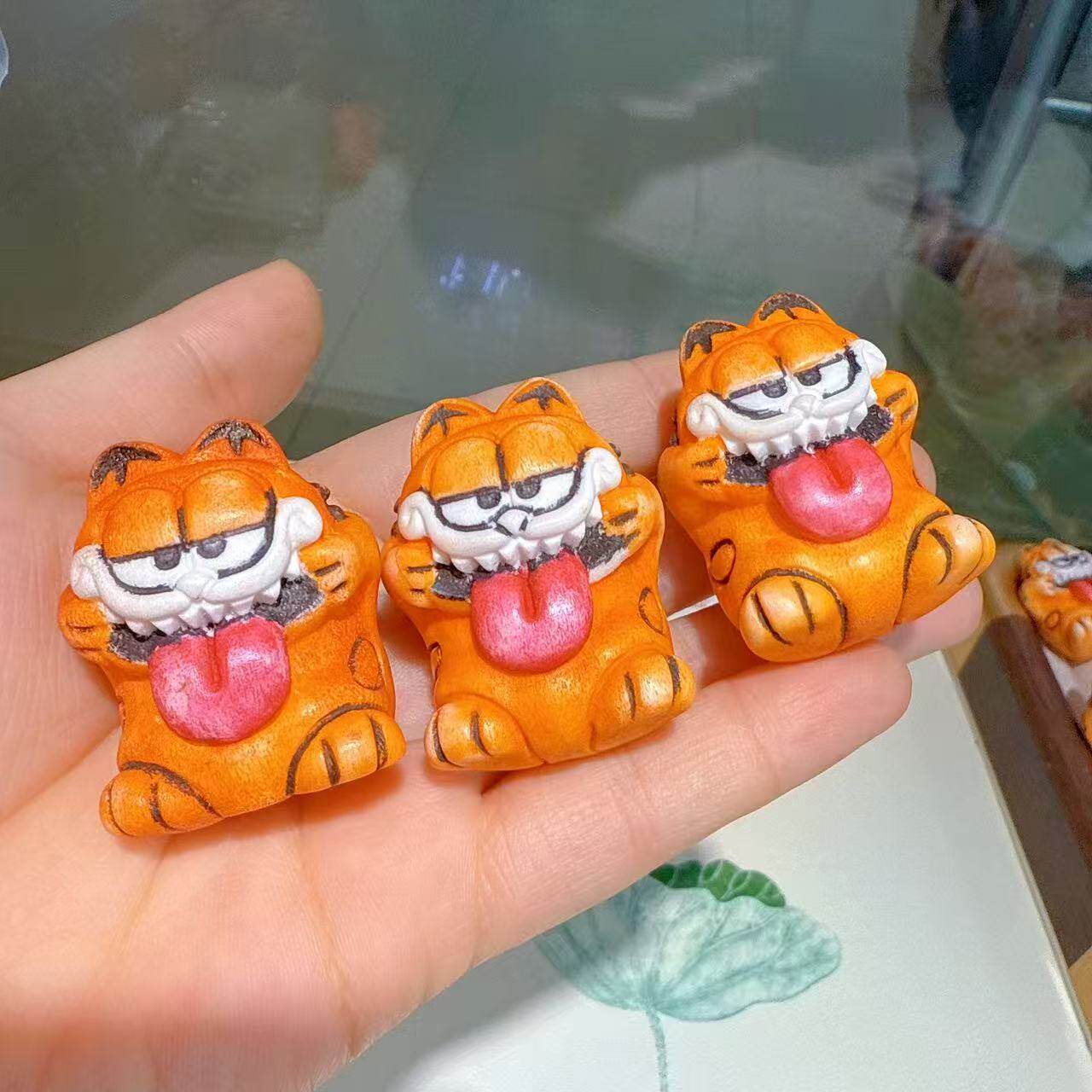 鹿角根付大号加菲猫配件手工diy手链手串手持配饰挂件饰品文玩