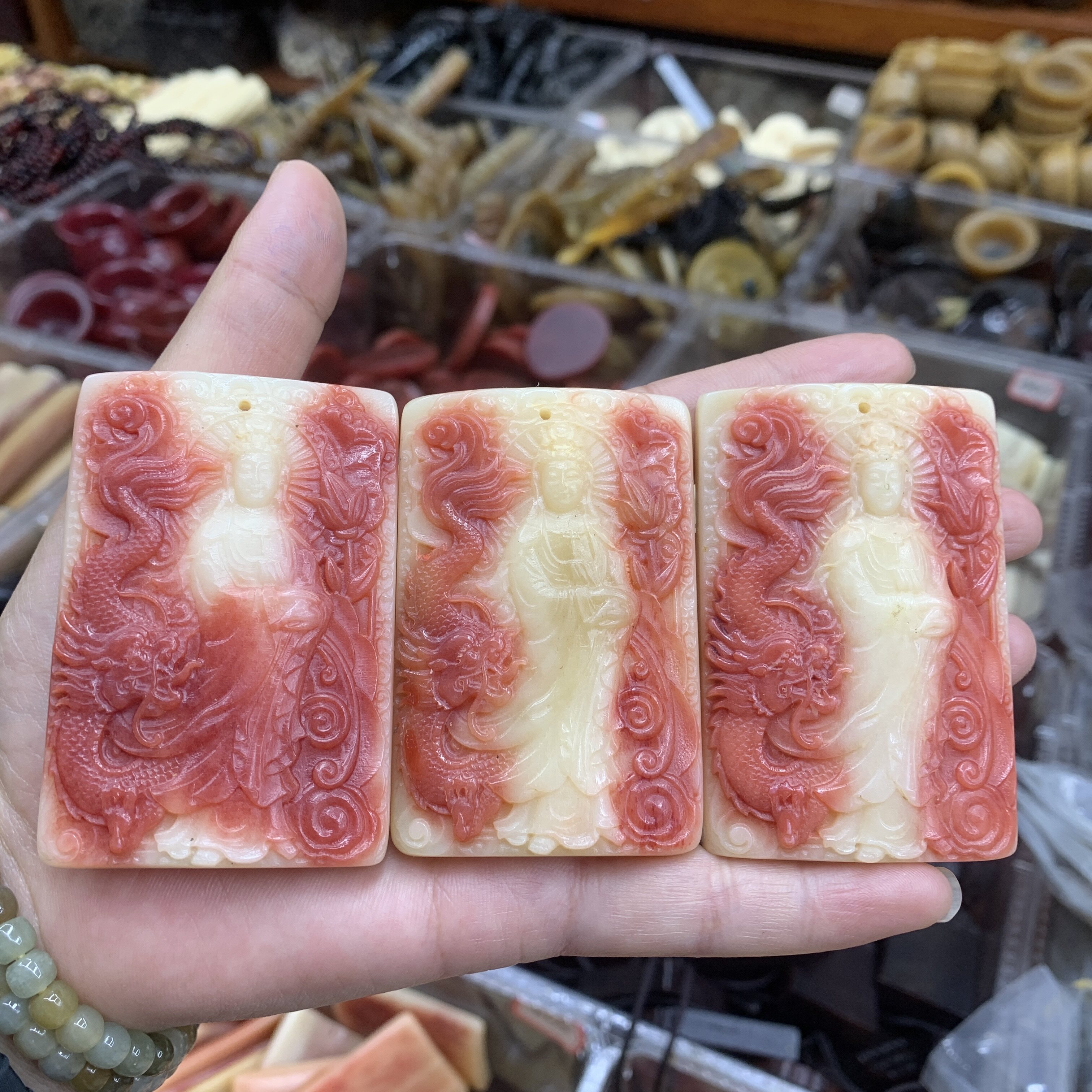 处理大号驼骨雕刻吊坠牌手把件把玩半血驼骨文玩配饰车挂摆件收藏