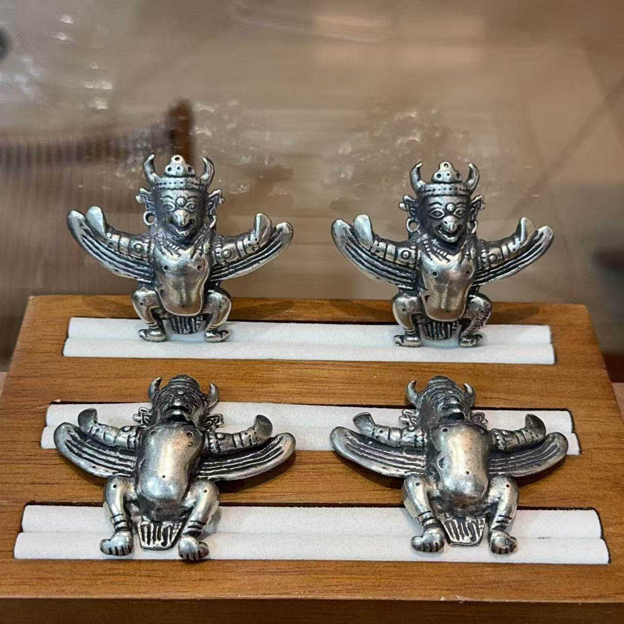 纯铜大鹏金翅鸟佛珠文玩手串配饰背云diy星月金刚百香籽侧挂配件
