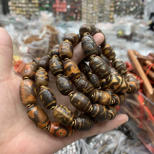 复古做旧老料多宝珠天珠玛nao手链 老玛nao手串手链