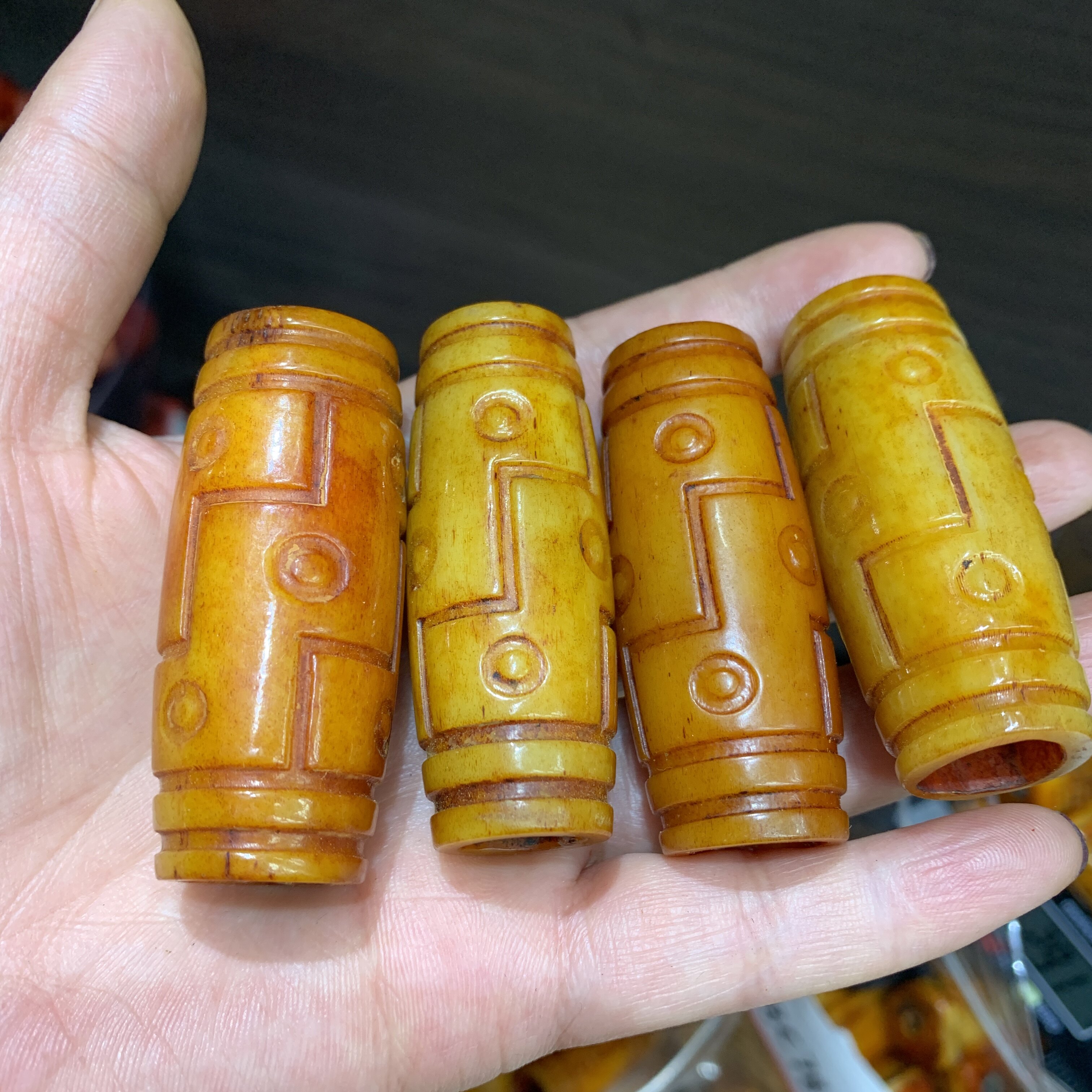 藏式牛骨九眼天珠diy配件手工编织手绳项链文玩佛珠手串配饰品珠