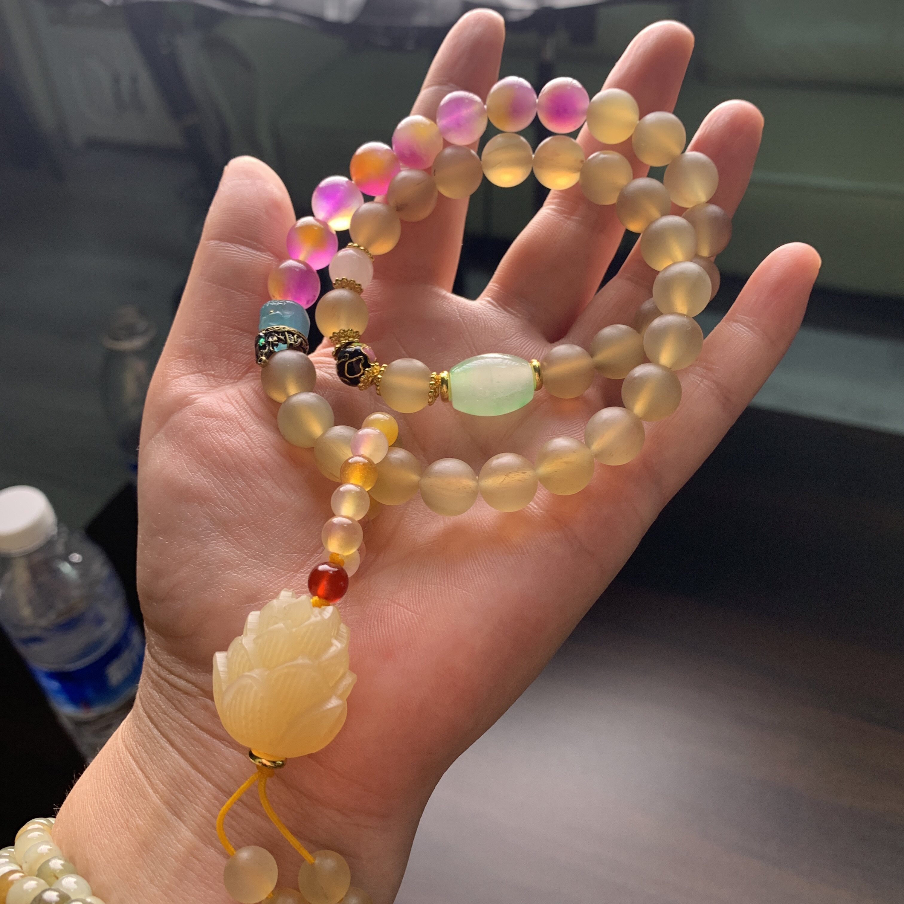 羊角多圈手链搭配莲花手工diy配件材料编绳项链挂件手链文玩