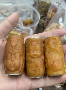 藏传回流骆驼骨雕刻手把件纯手工编织手搓绳挂饰藏式复古文玩坠子