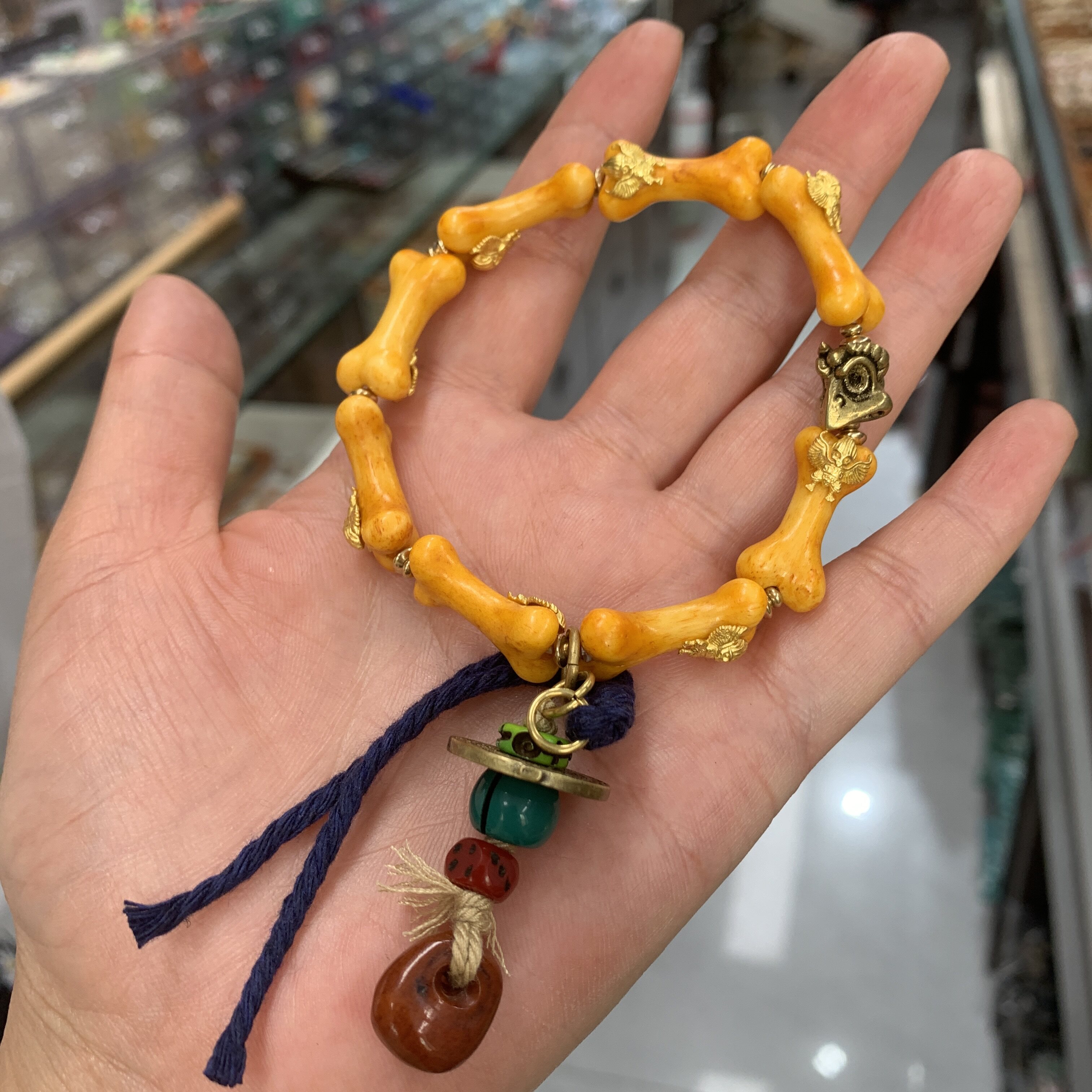 天然原色骆驼骨趾骨手串骨雕文玩手链个性民族风特色饰品盘玩件