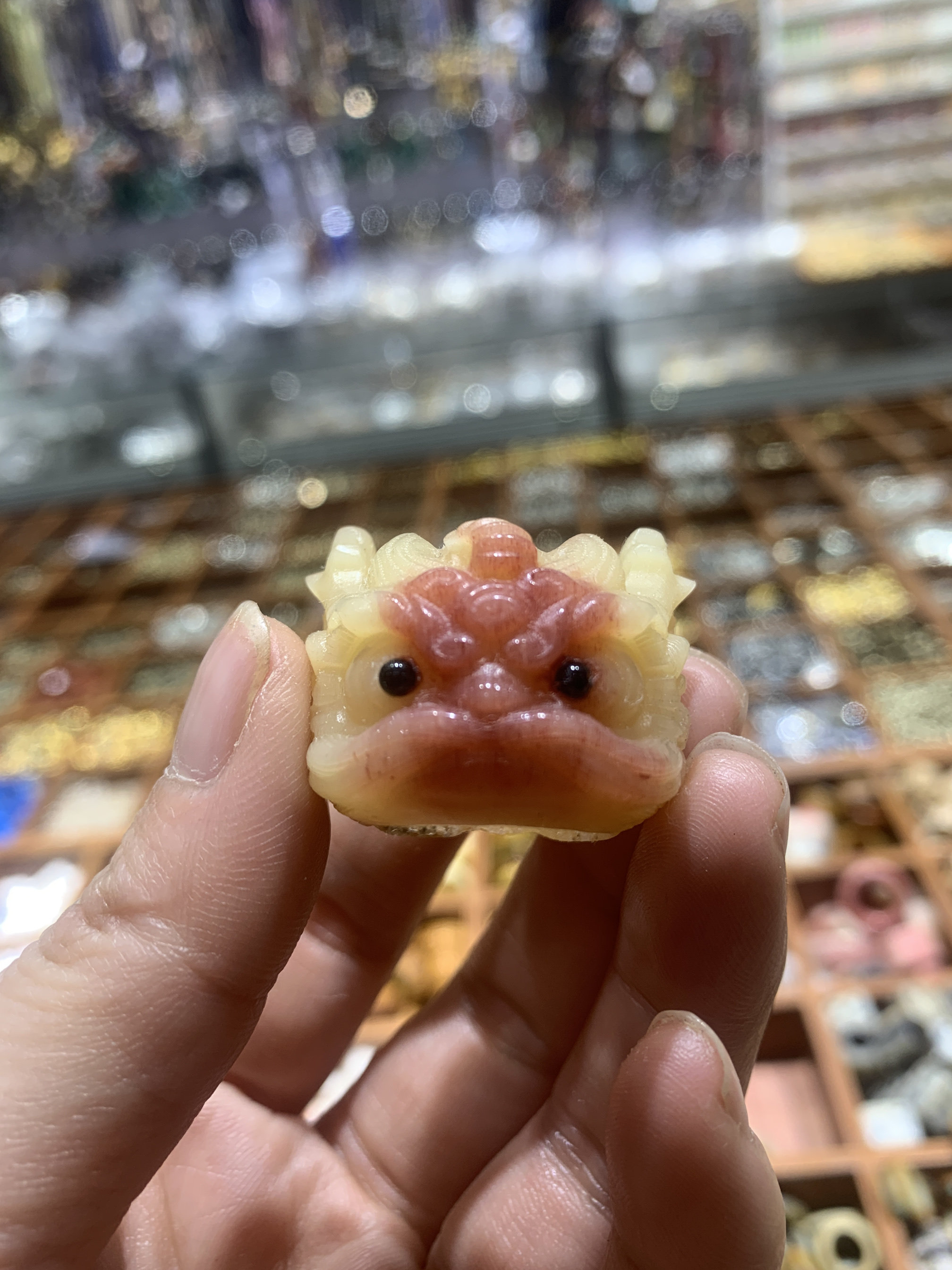 文玩牛骨精雕龙跑环款diy搭配星月金刚佛珠手串配件饰品骨珠貔貅