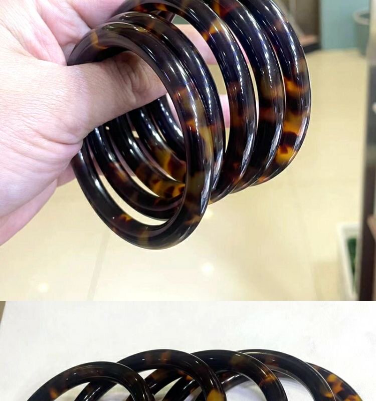 山龟壳花色圆条手镯满血文玩手把件复古工艺摆件饰品