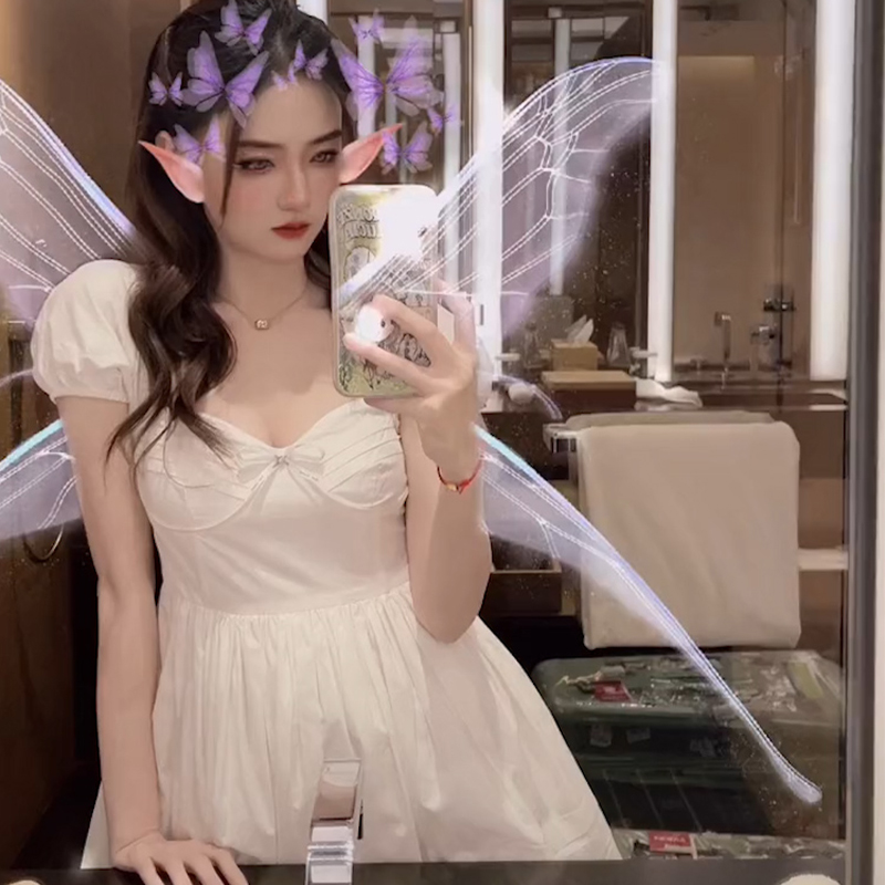 徐璐抖音同款白色裙子法式