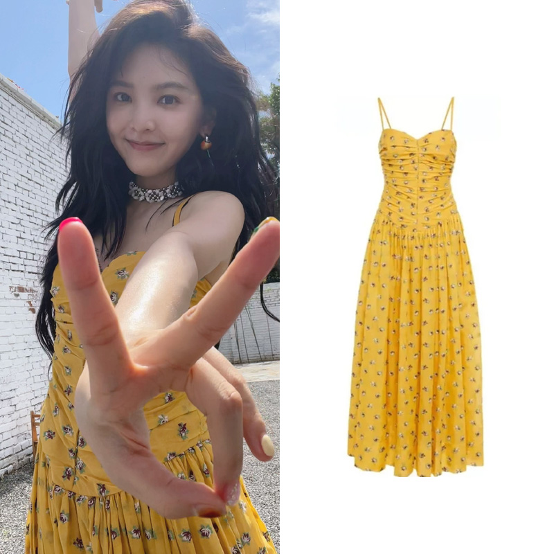 温柔风章若楠同款吊带连衣裙