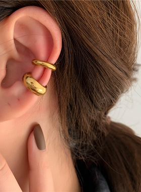 欧美简约几何金属耳骨夹无耳洞耳扣钛钢叠戴ins同款新款ear cuff