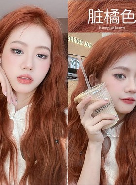 脏橘色染发剂膏蜜糖焦糖橘棕色橙色树莓粉棕色植物女纯2023流行色