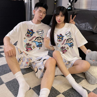 情侣睡衣男女套装卡通韩版针织棉