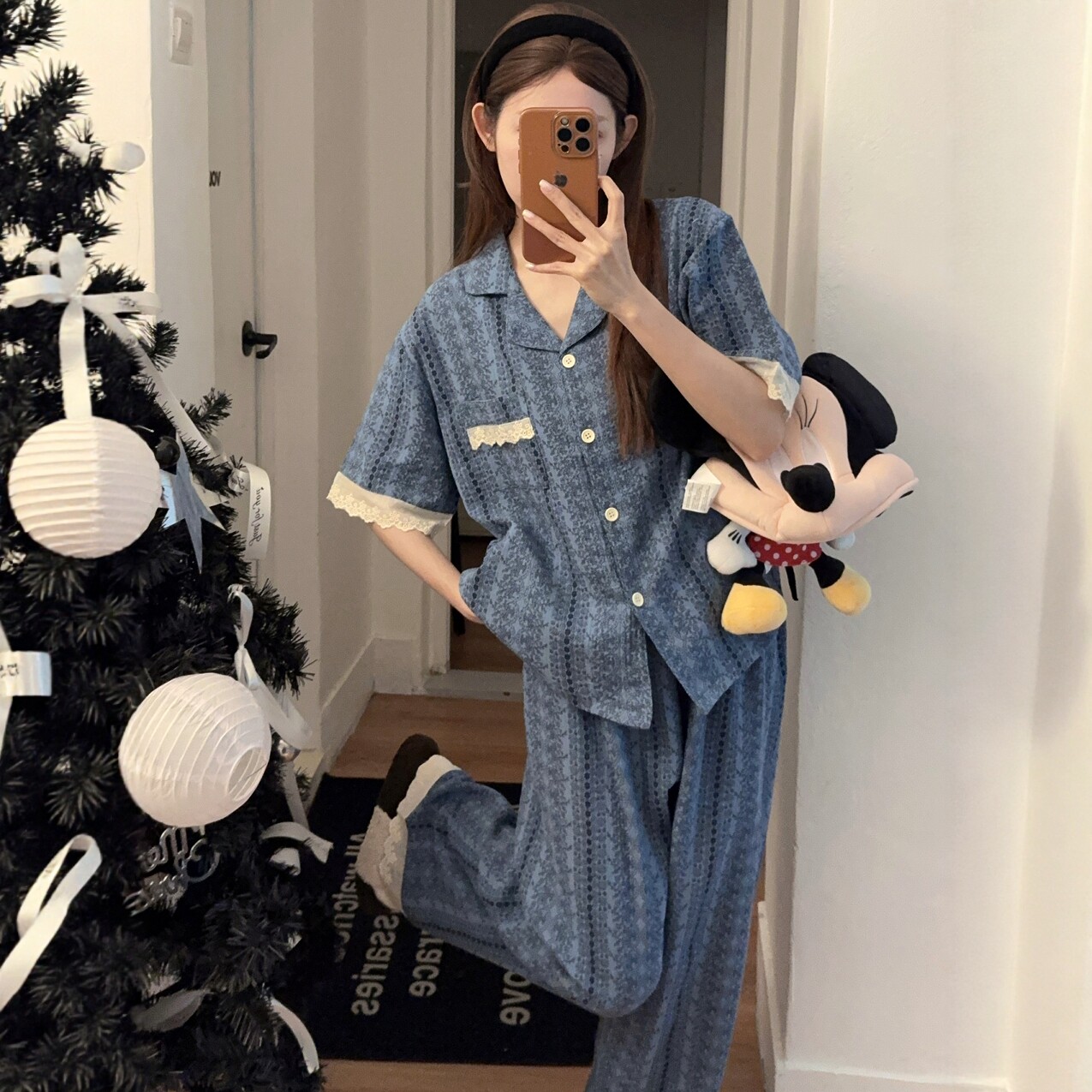 夏季高级感短袖长裤双层纱布睡衣女款纯棉布料100全棉新款家居服