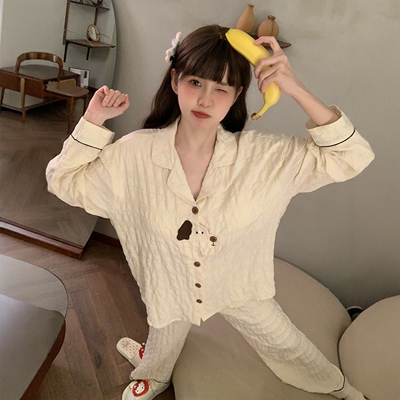 带胸垫柔软云朵棉睡衣女套装卡通