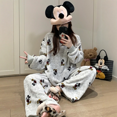 珊瑚绒秋冬季加厚保暖卡通家居服