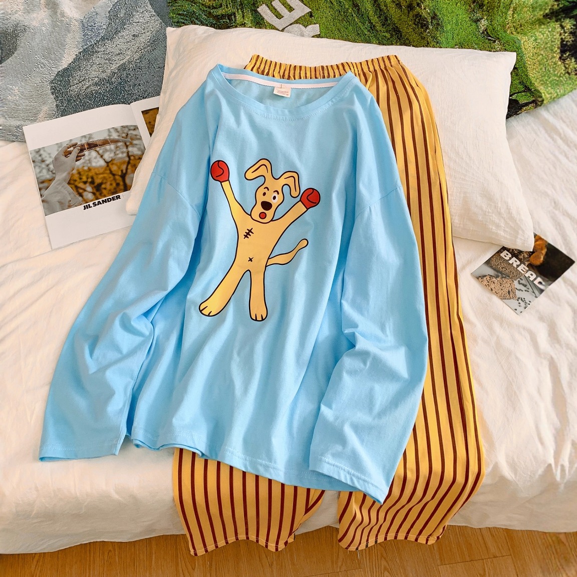 纯棉睡衣情侣卡通春秋长袖家居服