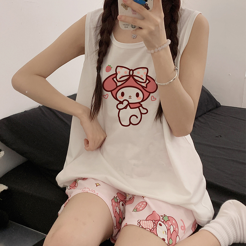 纯棉睡衣夏季女可爱美乐蒂背心