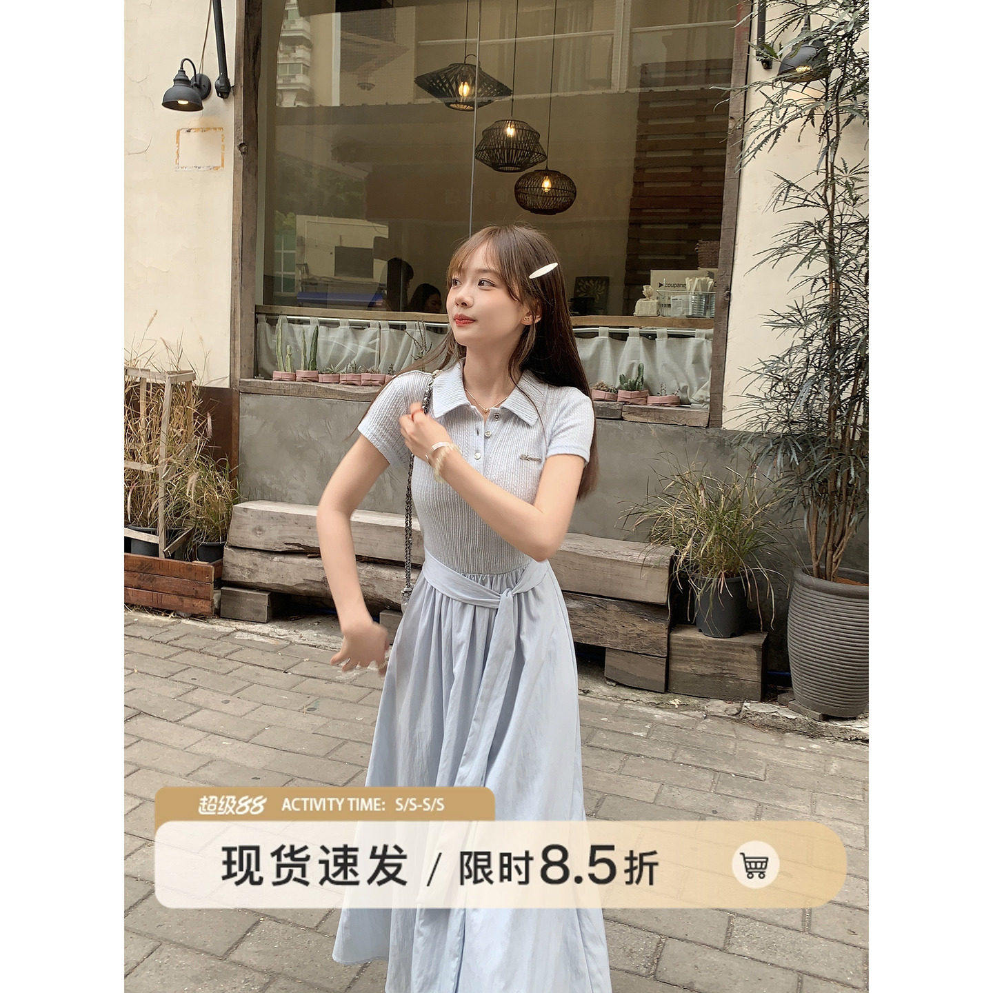 切糕自制小个子女早春夏季独特漂亮连衣裙新款蓝色好看裙子长裙