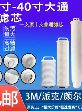 40寸大通量滤芯大流量滤芯5u折叠3M派克颇尔款水处理前置精密滤芯