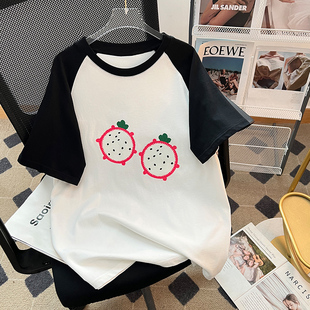 女童体恤衫宽松韩版夏季新款印花ins短袖上衣半袖体桖夏季
