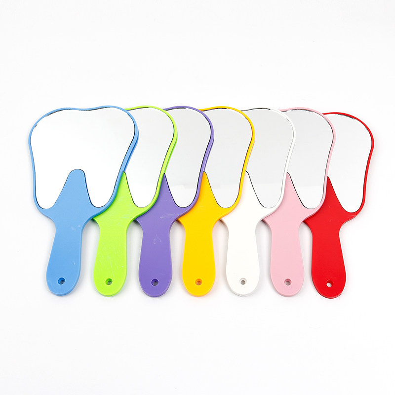 齿科材料牙科镜子牙医口腔镜牙齿形状高清带手柄镜子饰品