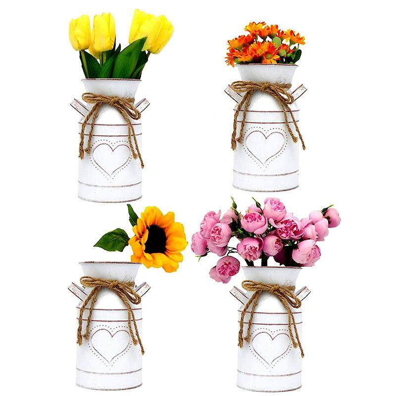 2026款复古奶壶铁皮店花牛花摆设铁皮花瓶干花铁桶艺花盆花器新品,家居饰品,花盆,淘宝优惠券,粉丝福利购,淘宝优惠卷