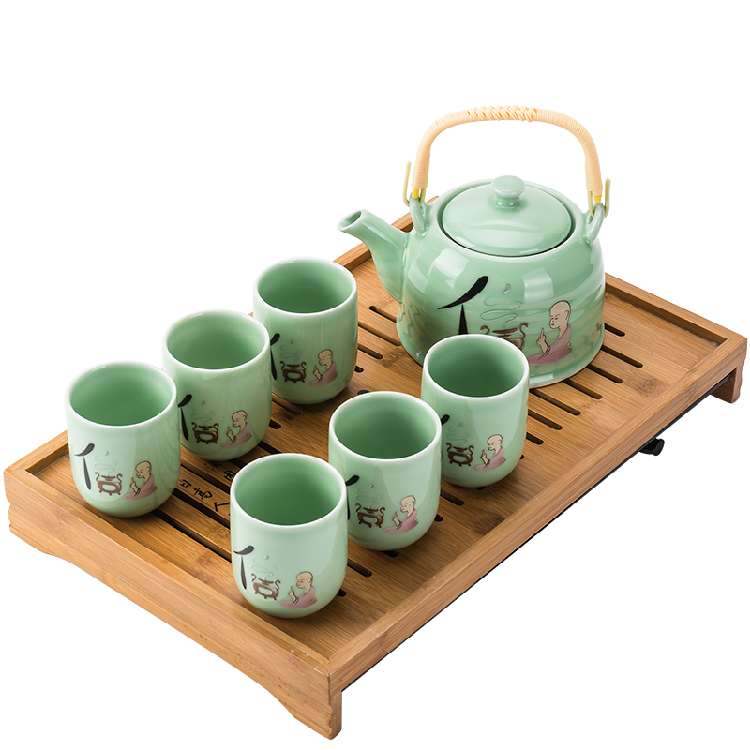 提梁壶茶具套装家用茶杯功夫茶具托盘茶壶定制礼盒装送礼一壶六杯