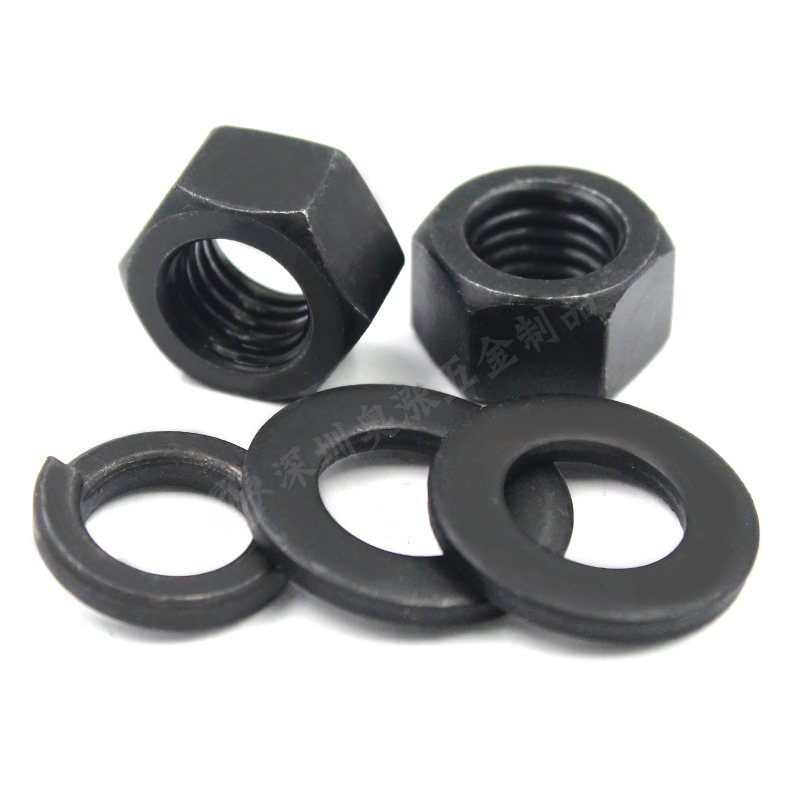 8.8级黑色高强度六角螺母GB6170螺帽GB6171细牙螺丝母M3M4M5-M48