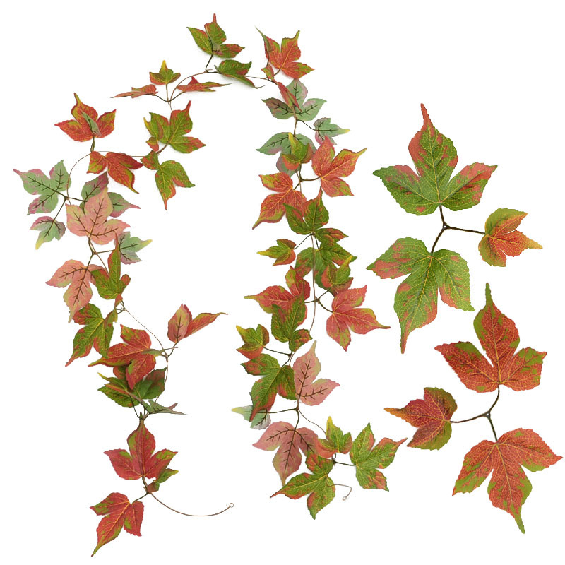 万圣节圣诞节秋色挂饰仿真藤条红枫叶植物阳台装饰假花藤蔓树缠绕