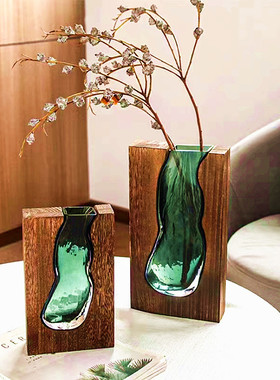 新中式创意玻璃花瓶摆件客厅玄关感水培插花瓶家居装饰