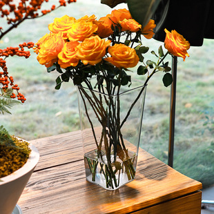 新款亚克力醒花桶花店花艺材料养花桶真花保鲜容器蓄水塑料桶