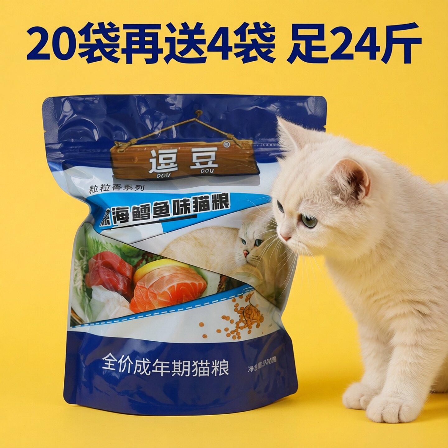 逗豆深海鳕鱼味猫粮24袋12Kg豆豆猫粮英短橘猫蓝猫折耳猫家猫猫粮
