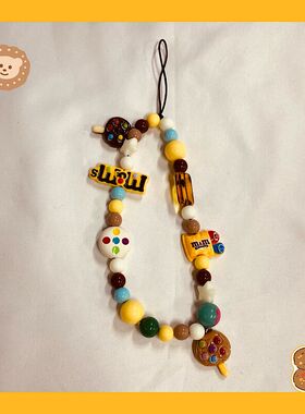 原创曲奇饼干mm豆链美式复古挂件ccd装饰挂链趣味相机装饰链