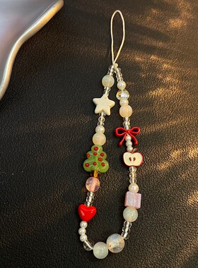 ins风可爱圣诞树苹果串珠链ccd相机挂饰壳挂绳高级