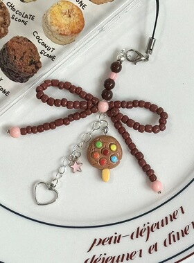 小红书同款精致曲奇串珠蝴蝶结卡通少女ins手机链手机绳挂件绳ccd