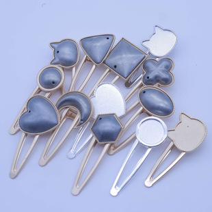 批发价促销 宋锦贴皮五金凹槽简约发夹手工DIY中古发饰品金属配件