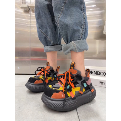 运动休闲鞋女厚底增高保暖老爹鞋