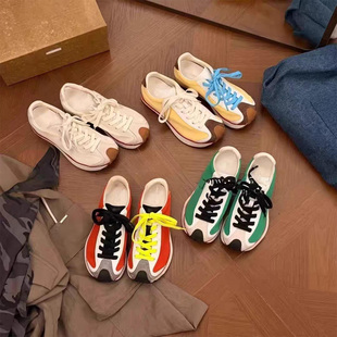 复古内增高德训鞋女2026春新款百搭拼色透气华夫鞋休闲运动阿甘鞋